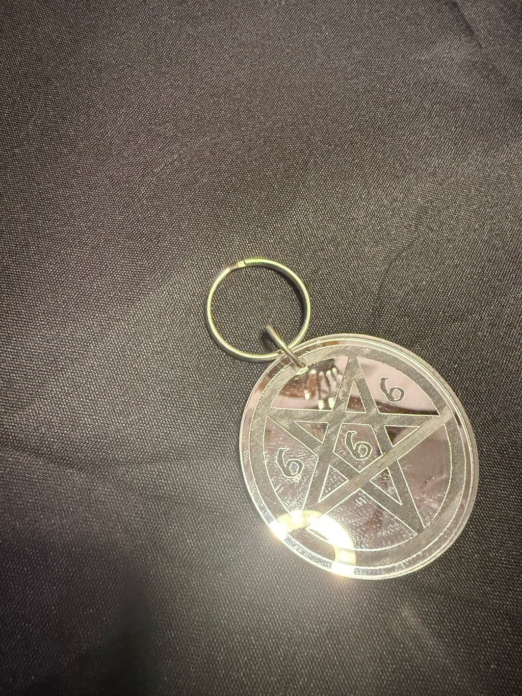 666 inverted pentagram keychain