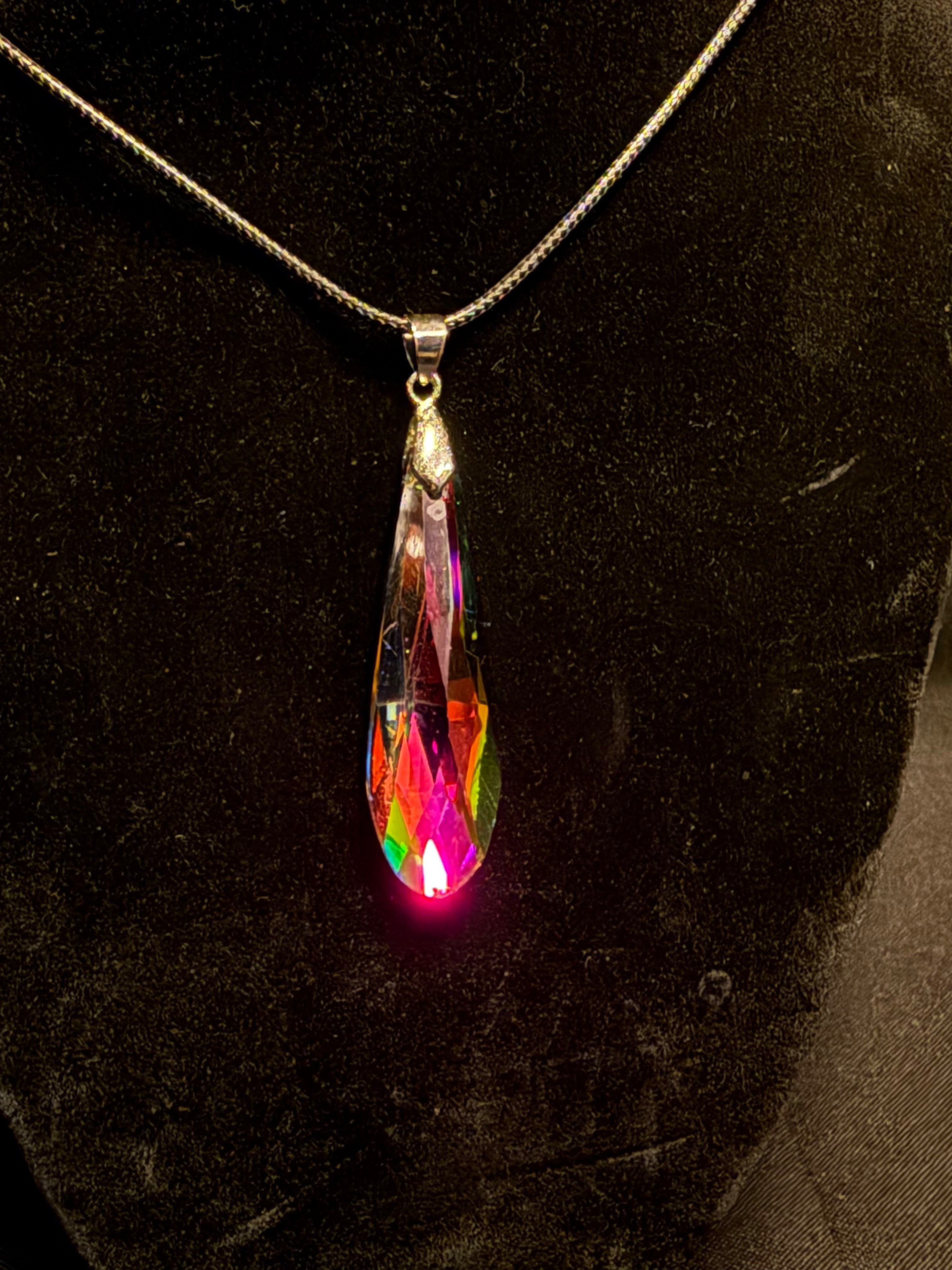 Rainbow tear drop necklace