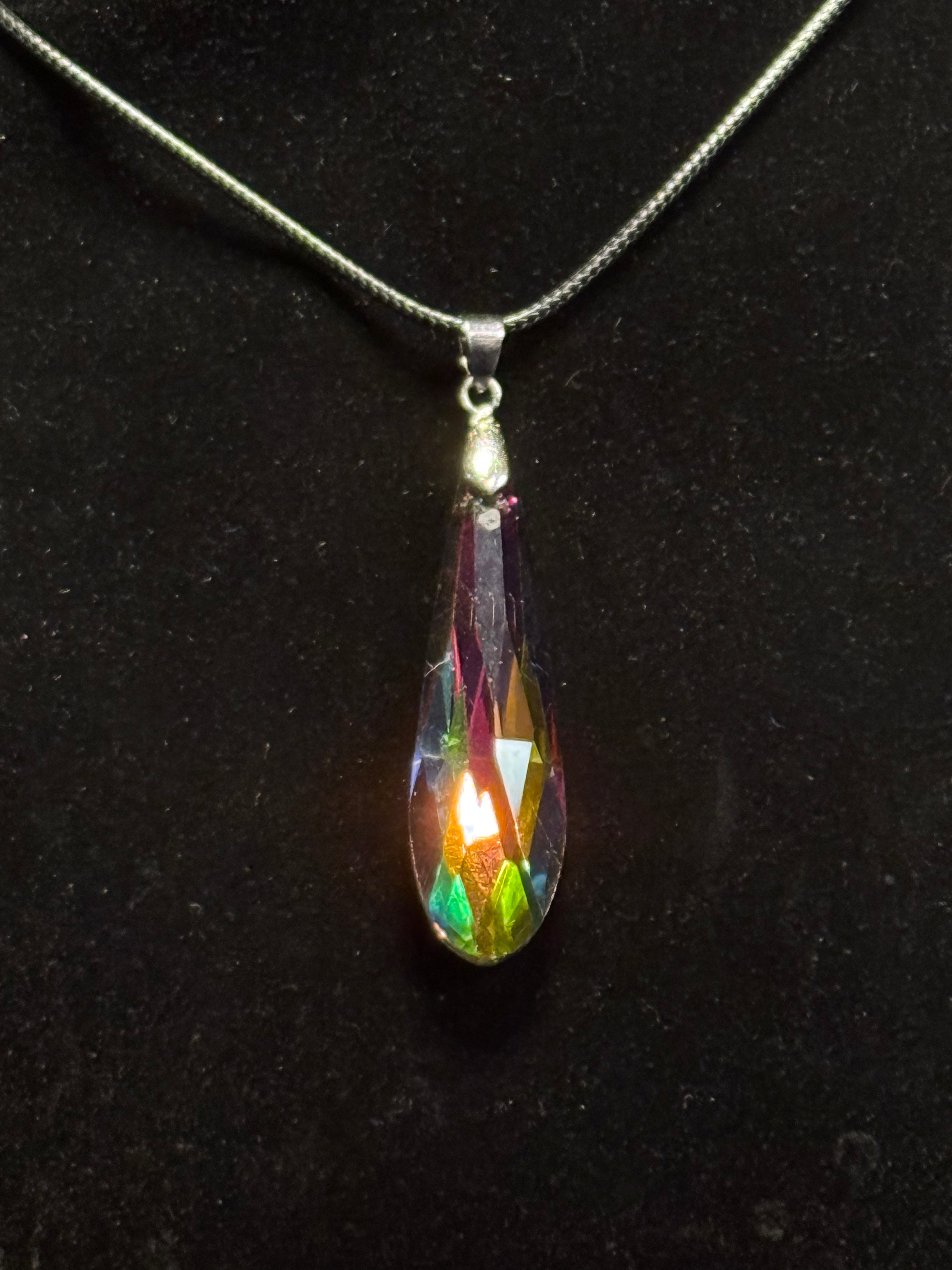 Rainbow tear drop necklace