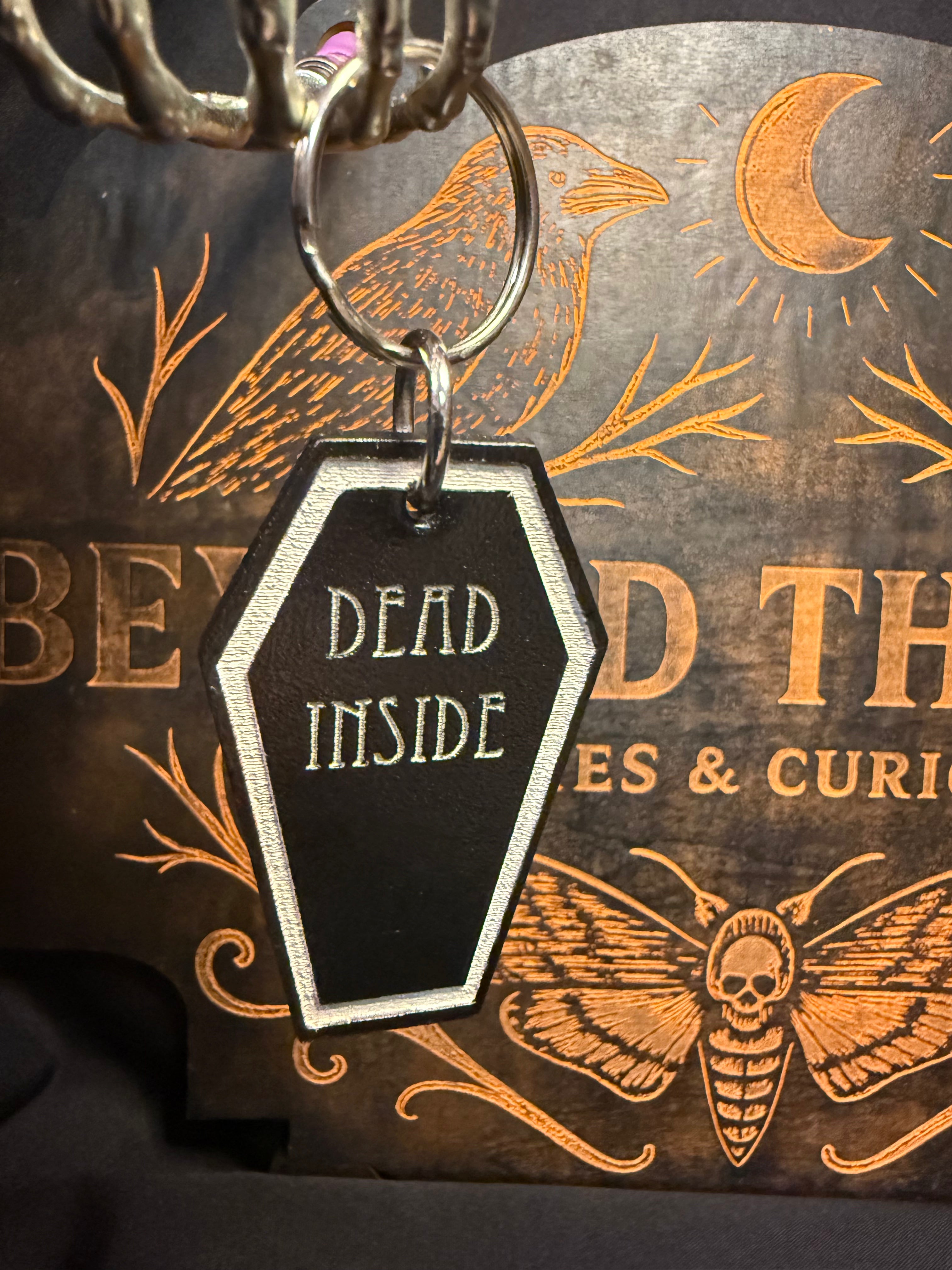 Leather dead inside keychain