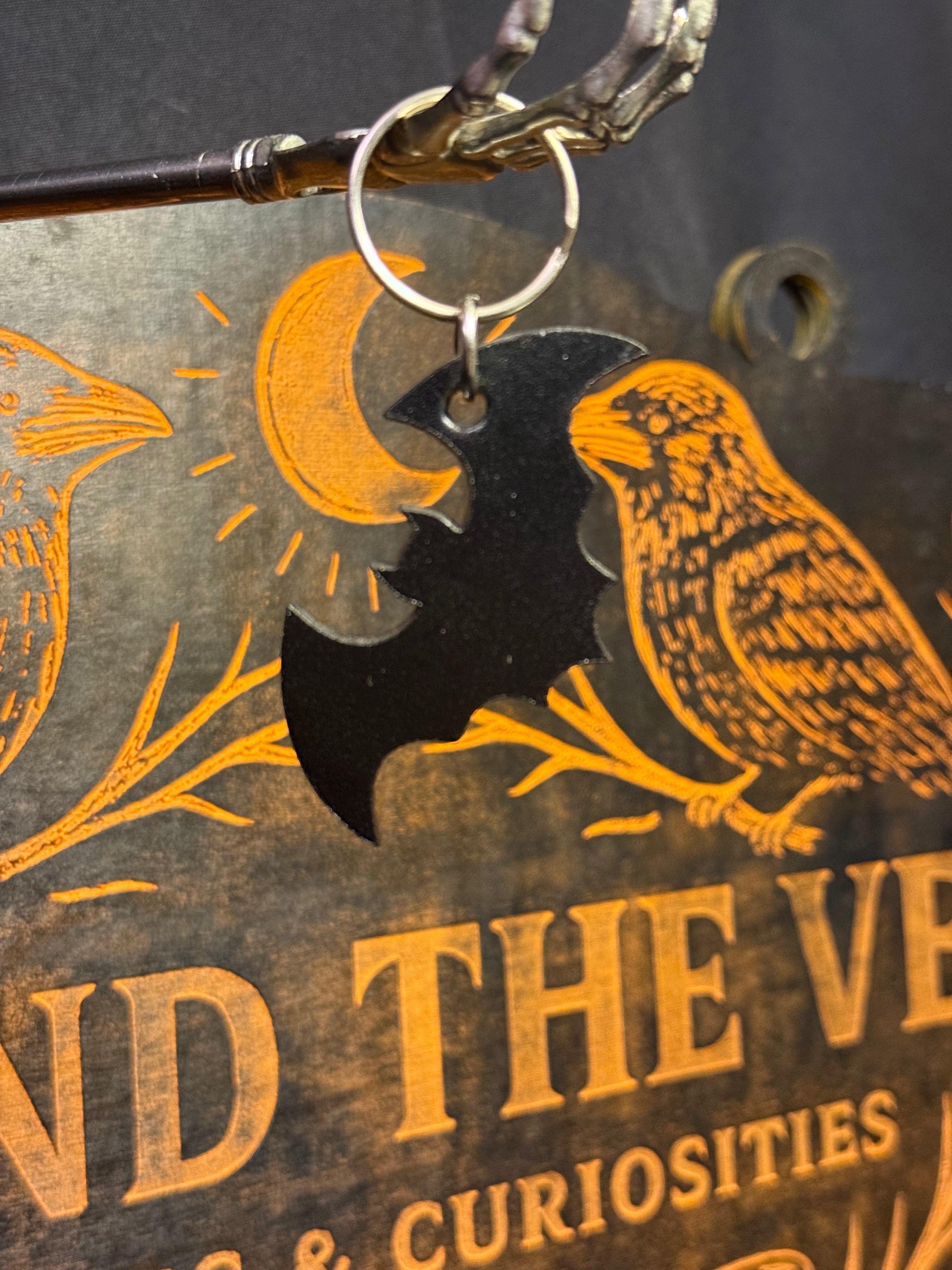 Leather bat keychain