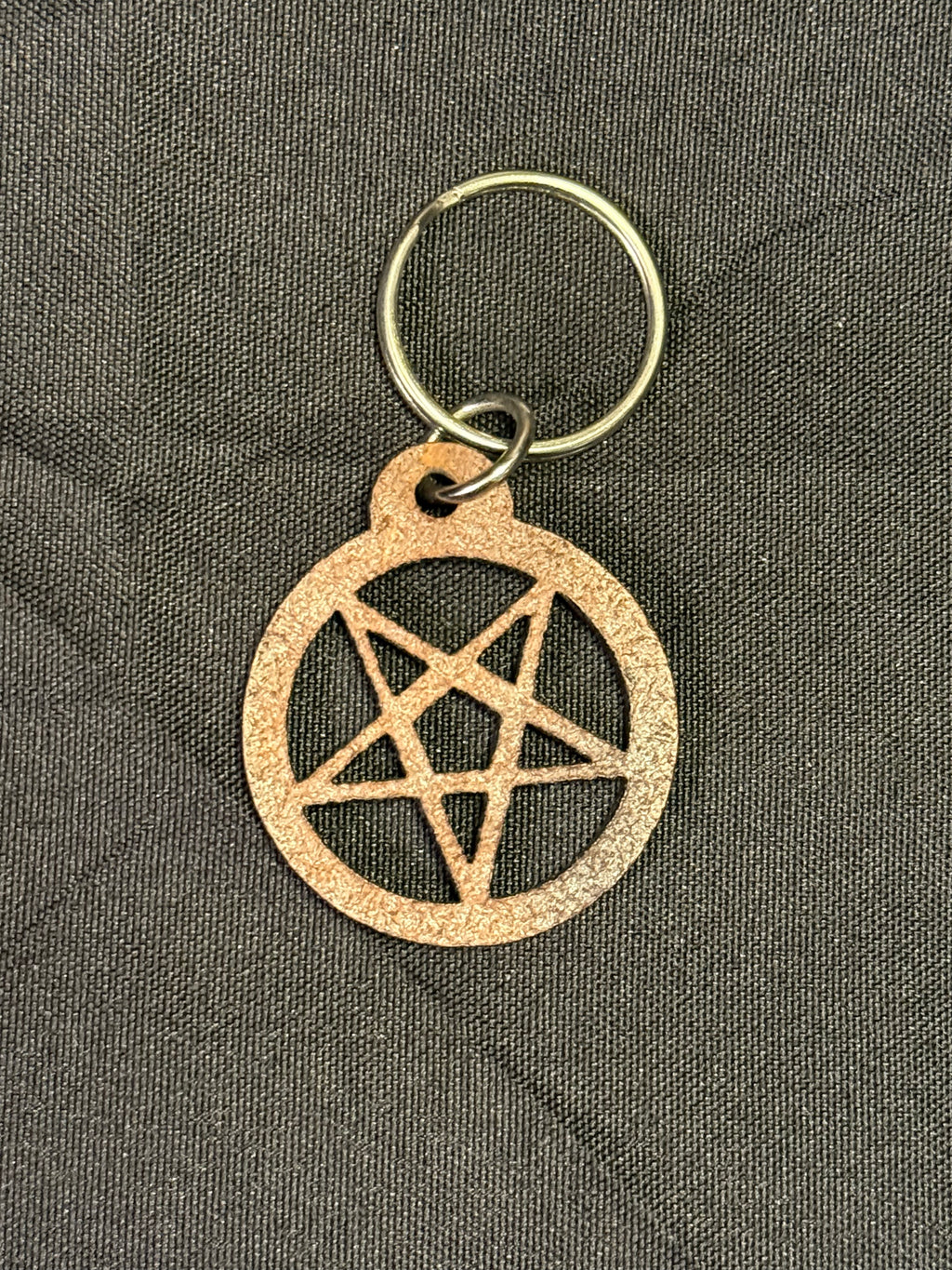 Leather pentagram keychain