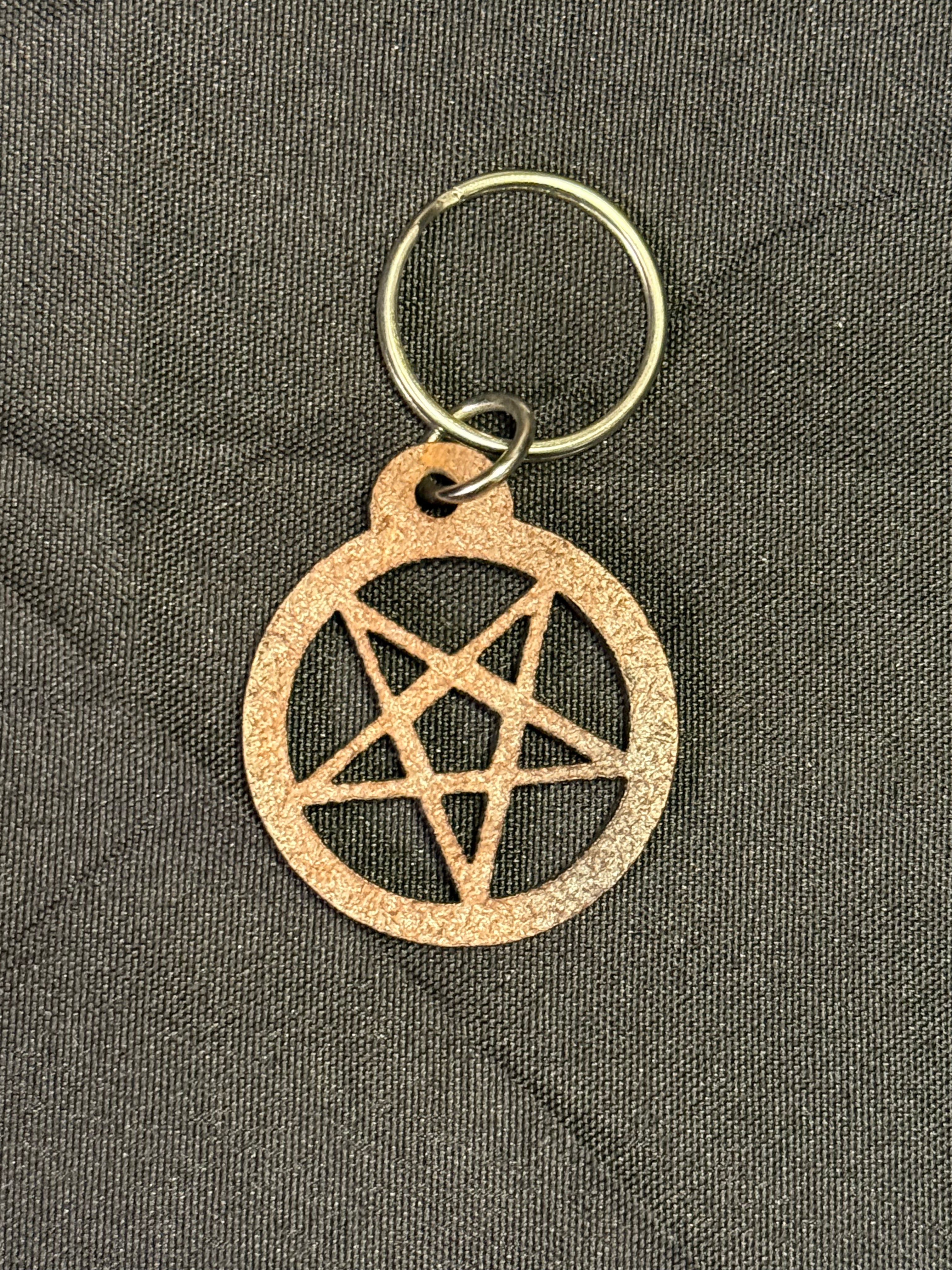 Leather pentagram keychain