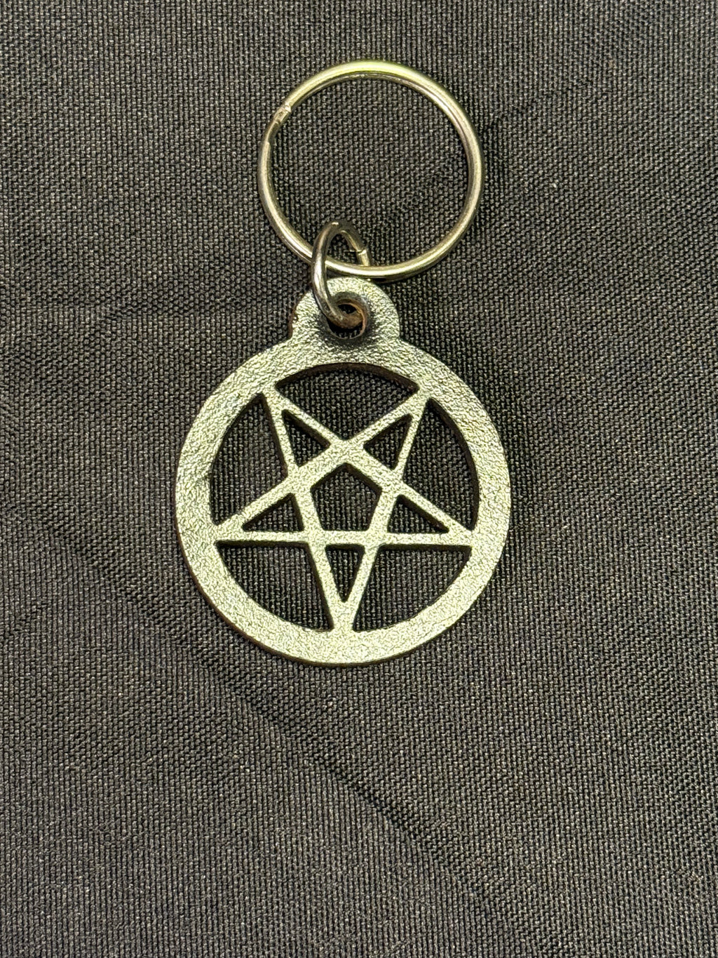 Leather pentagram keychain