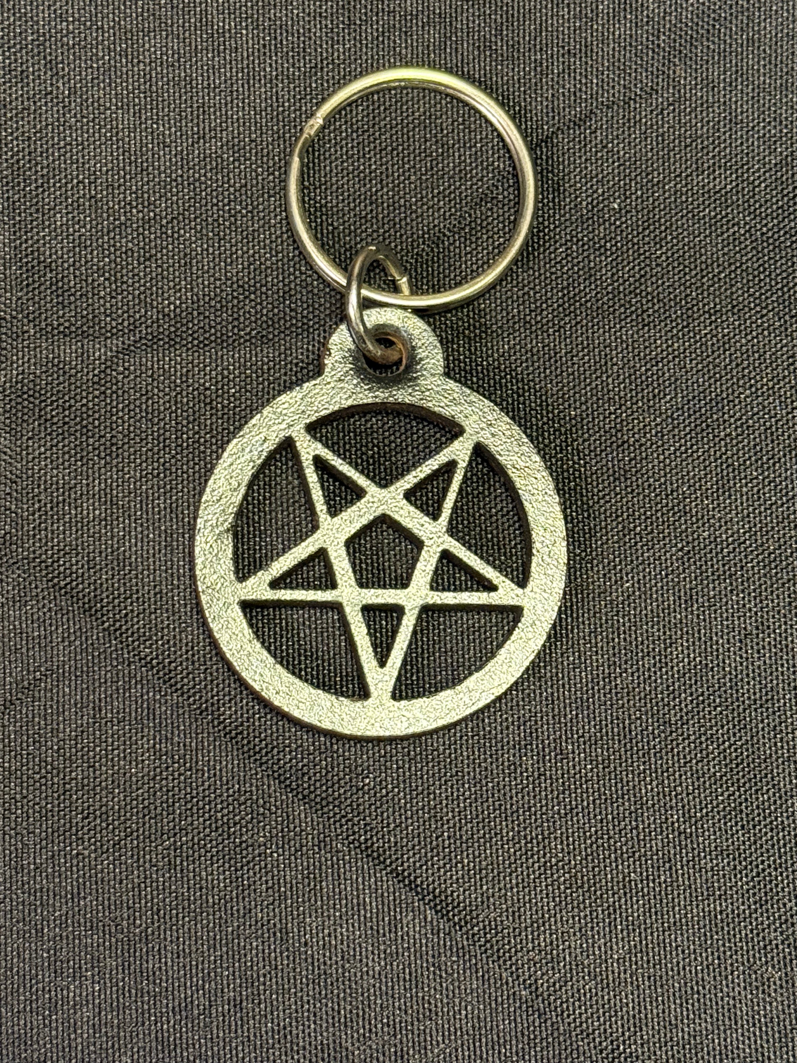 Leather pentagram keychain