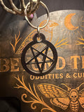 Leather pentagram keychain