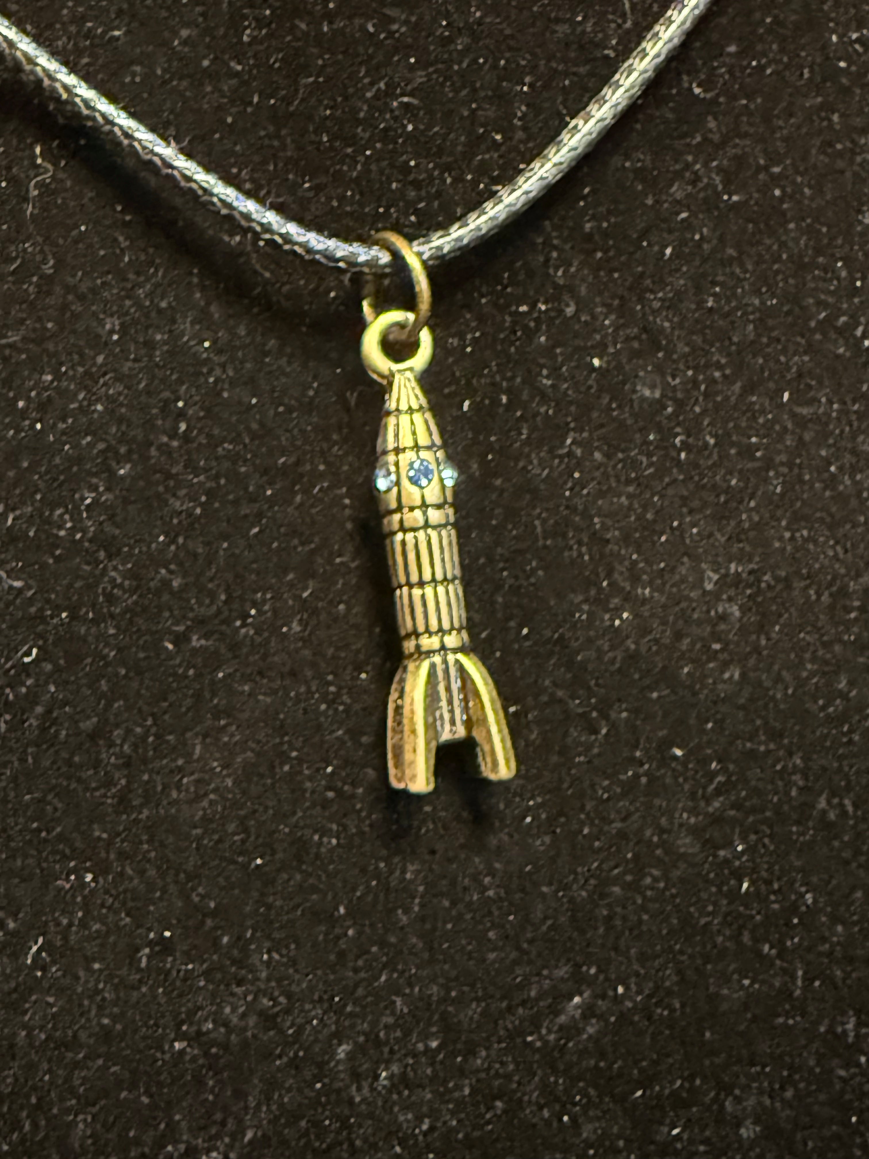 Blue gem rocket necklace