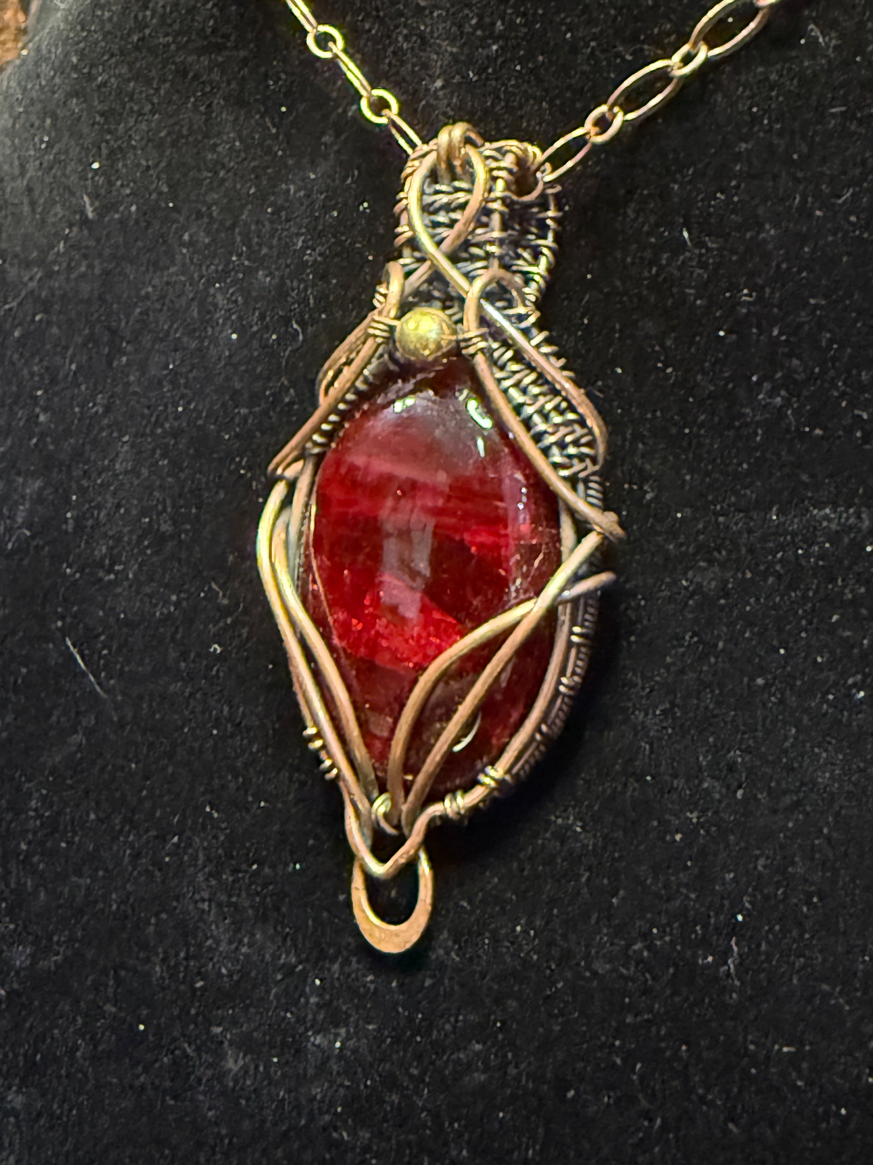 Red fire pendant w/necklace