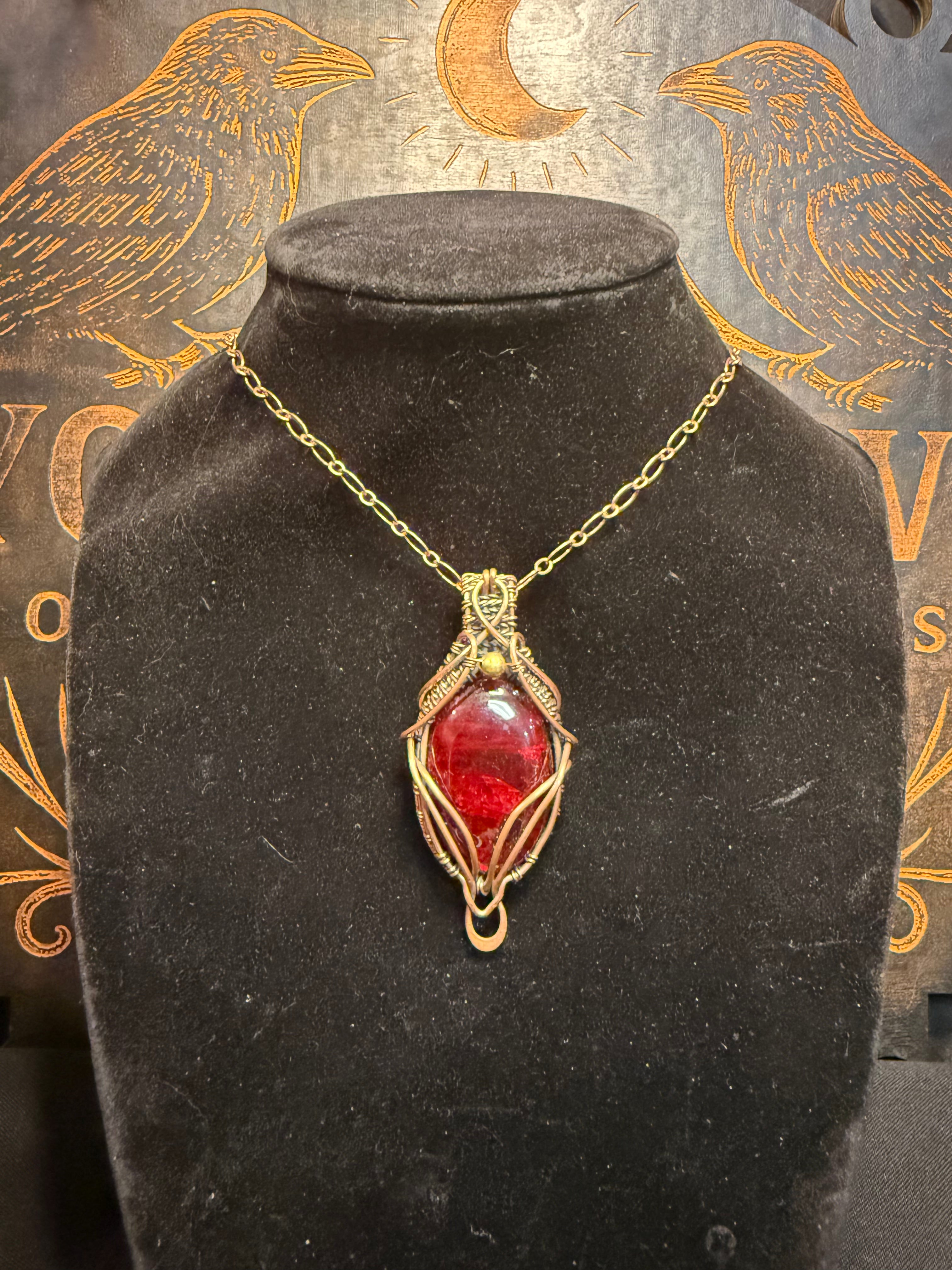 Red fire pendant w/necklace