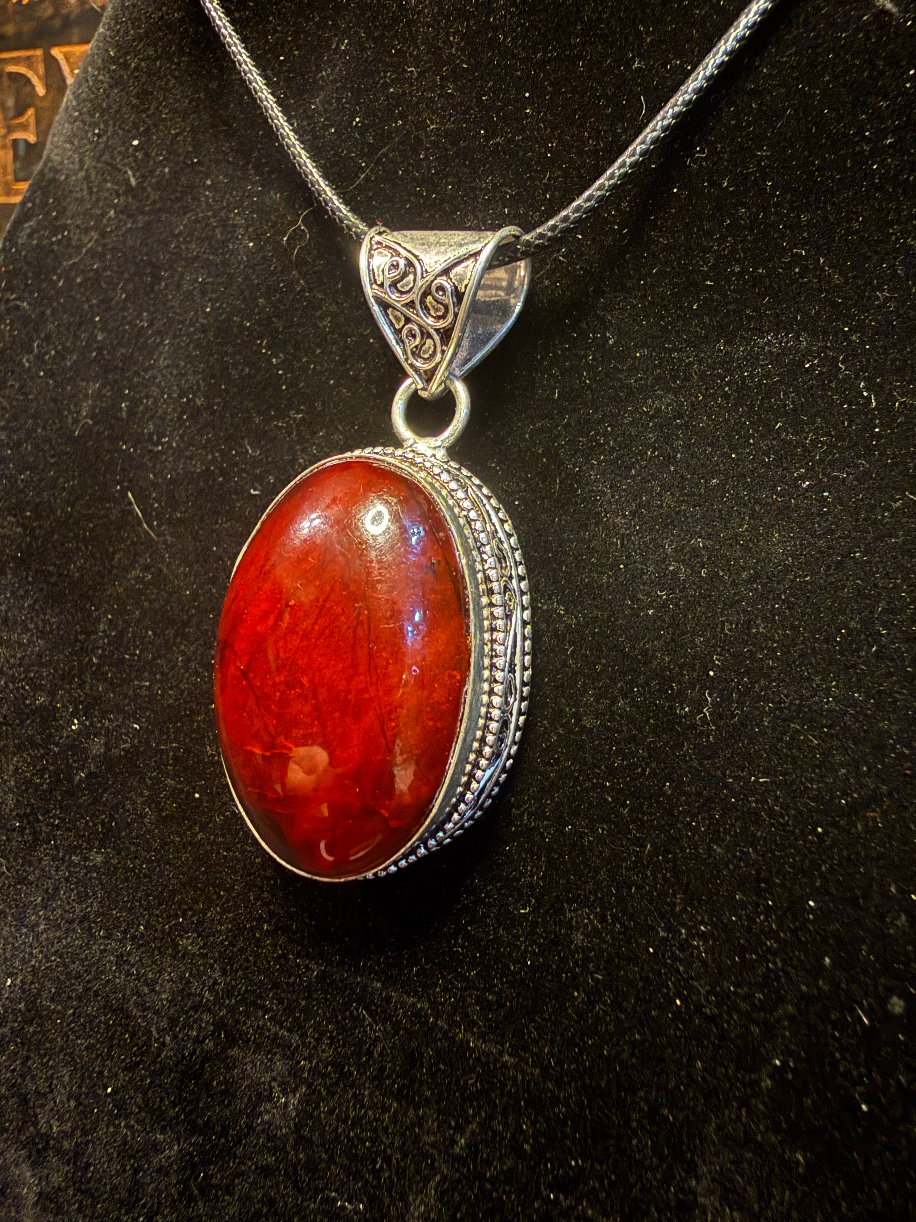 Red fire pendant w/necklace
