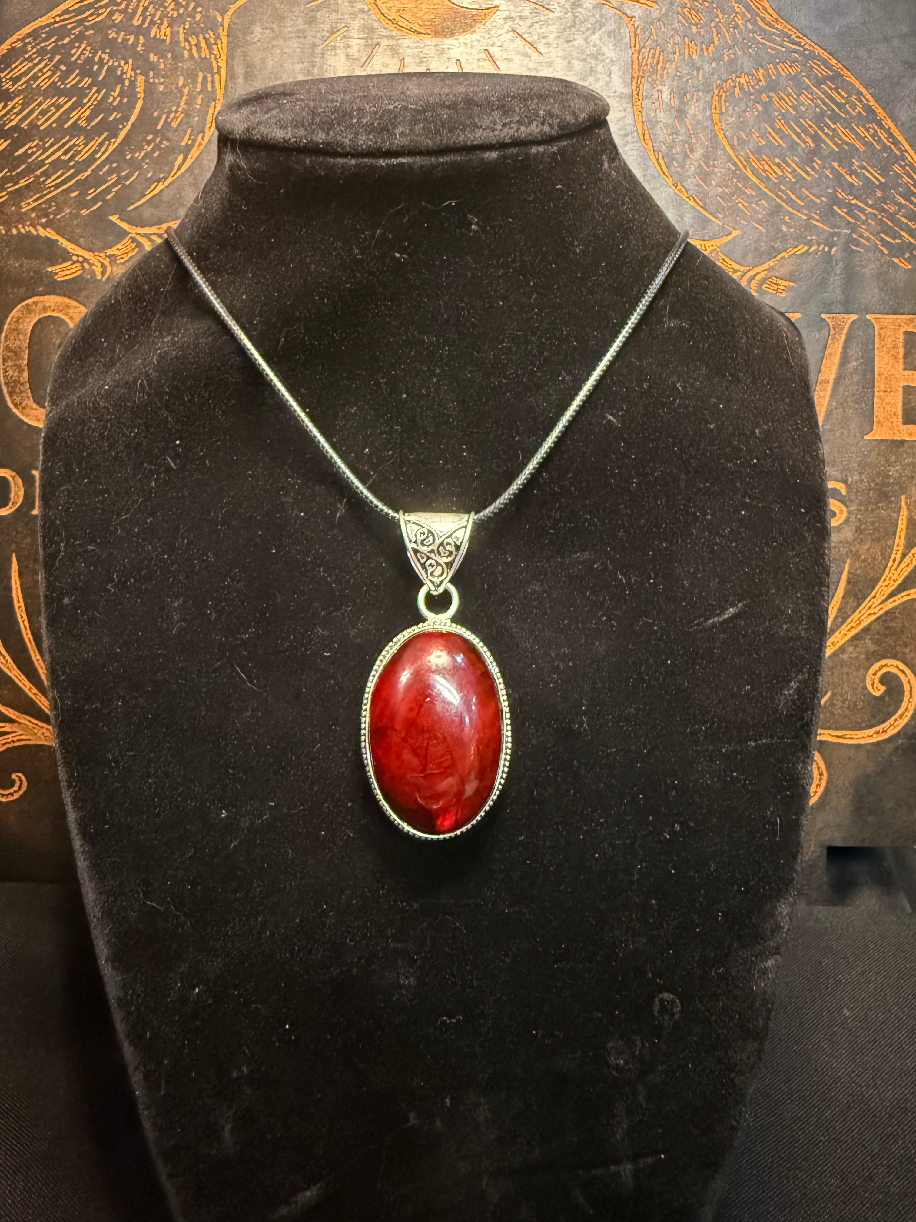 Red fire pendant w/necklace